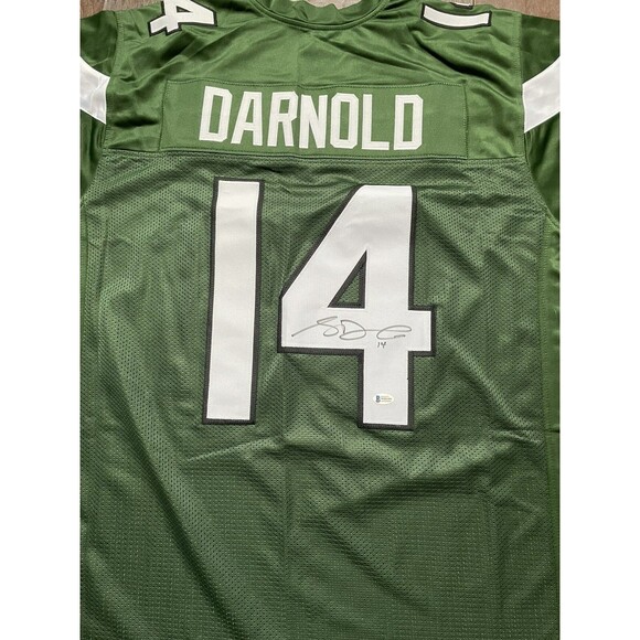 SAM DARNOLD Green New York Jets Autographed Jersey #14 Beckett WB81081 QB JETS - Picture 11 of 12